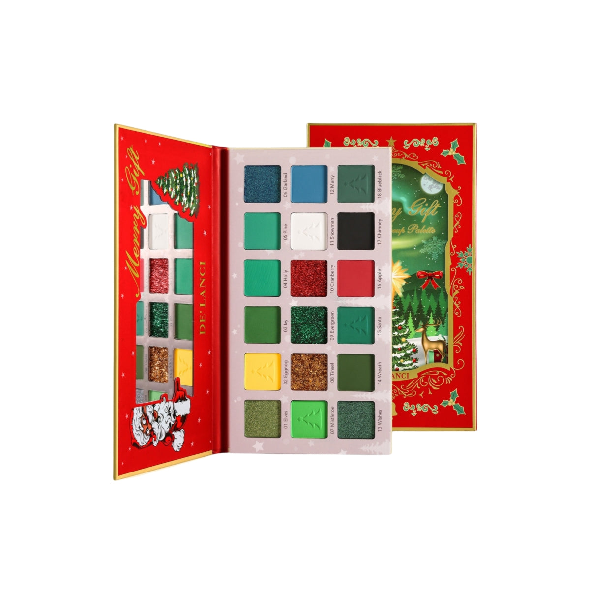 De'Lanci Merry Gift Green Makeup Palette 18 Colors Eyeshadow 27g