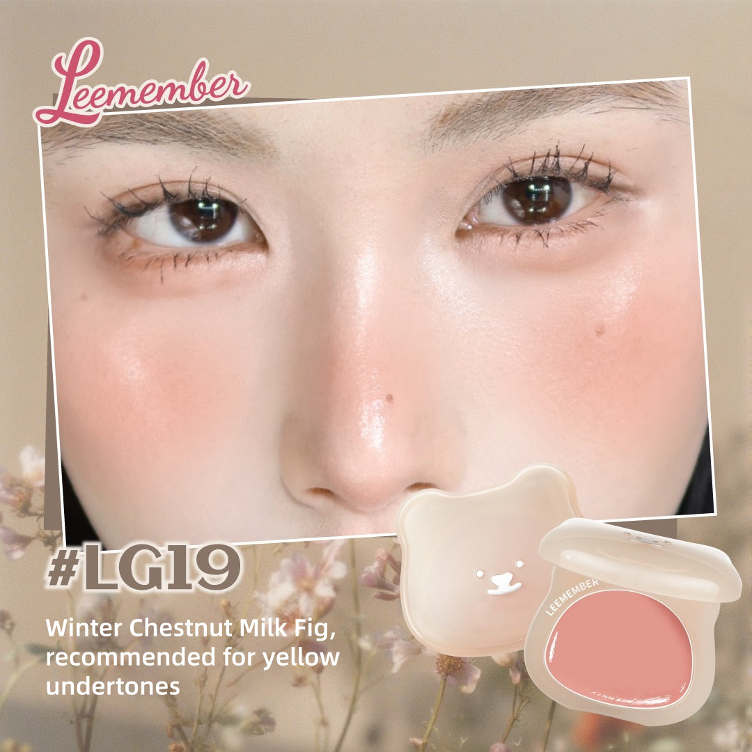 LEEMEMBER Purple Floral Bear Hydrating Cream Blush 4g