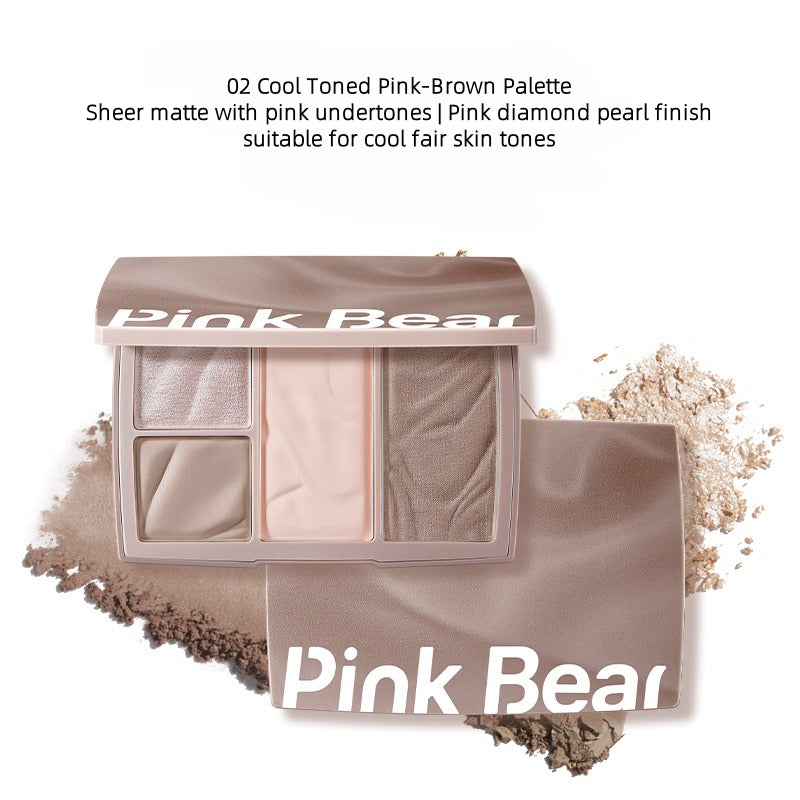 Pink Bear makeup palette with pink diamond pearl finish on a white background