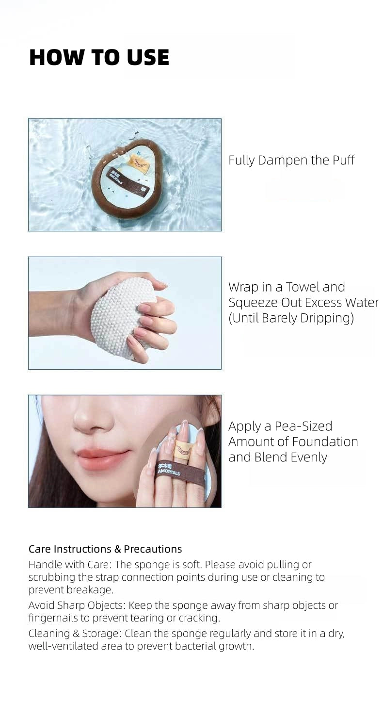 AMORTALS - the Bird and the Fish Wet Use Makeup Puff 3in