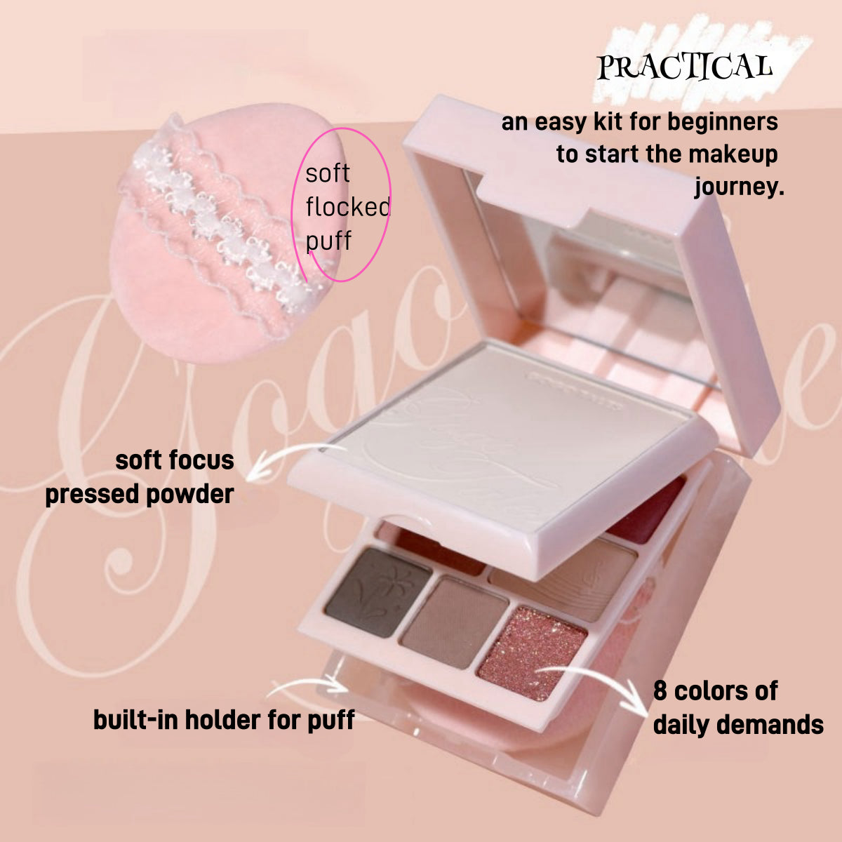 GOGO TALES 2-IN-1 Kit Pressed Powder Eyeshadow Palette 15.2g