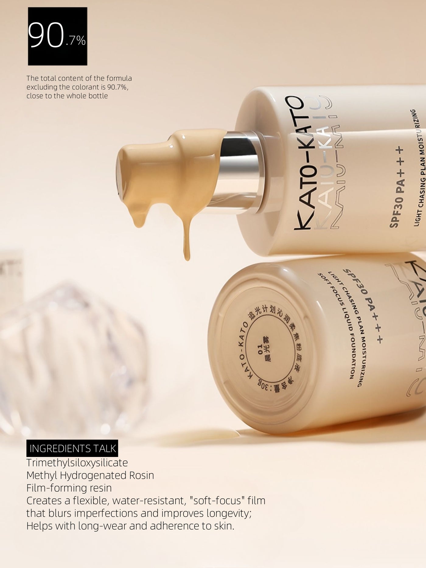 KATOKATO - Light Chasing Plan Moisturizing Soft Focus Liquid Foundation 30g SPF30 PA+++