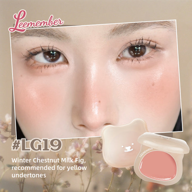 LEEMEMBER Purple Floral Bear Hydrating Cream Blush 4g
