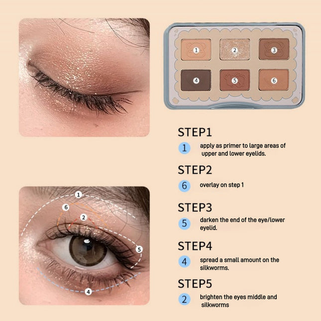 YIGUDIGU - Candy Box Postcard 6 Colors Eyeshadow Palette 6.5g