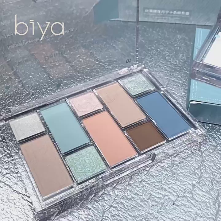 加载视频： BIYA 比雅随性丹宁十色眼影盘 15g