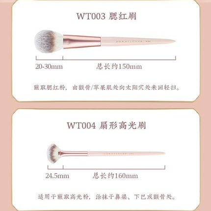 Rownyeon Misty Peach Makeup Brush 11-in-Set RY013 - Chic Decent