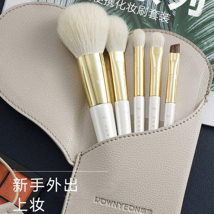 Rownyeon Portable Wool Makeup Brush 5-in-Set White RY002 - Chic Decent